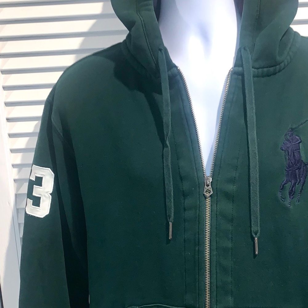 Vintage 90s Ralph Lauren Polo Hoodie zip up Men’s Green XL - Picture 2 of 9